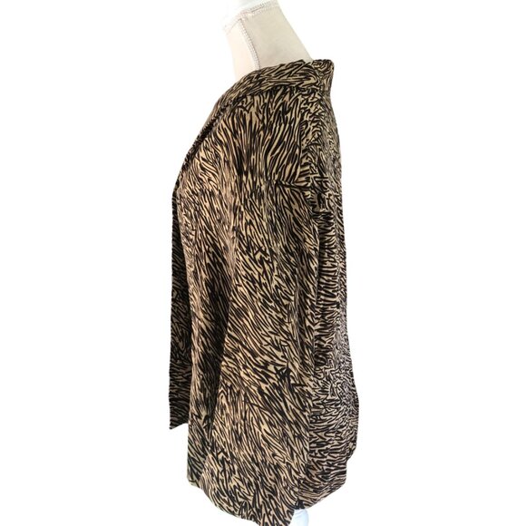 Barry Bricken Silk Blend Shirt XL Brown Black Animal Print Button Up Top - Picture 9 of 10